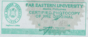 CERTIFIED TRUE COPY FROM THE UNIVERSITY